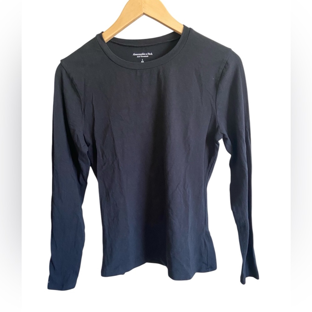 Abercrombie & Fitch A&F Essentials Youth Tight Black Long Sleeve Shirt Large